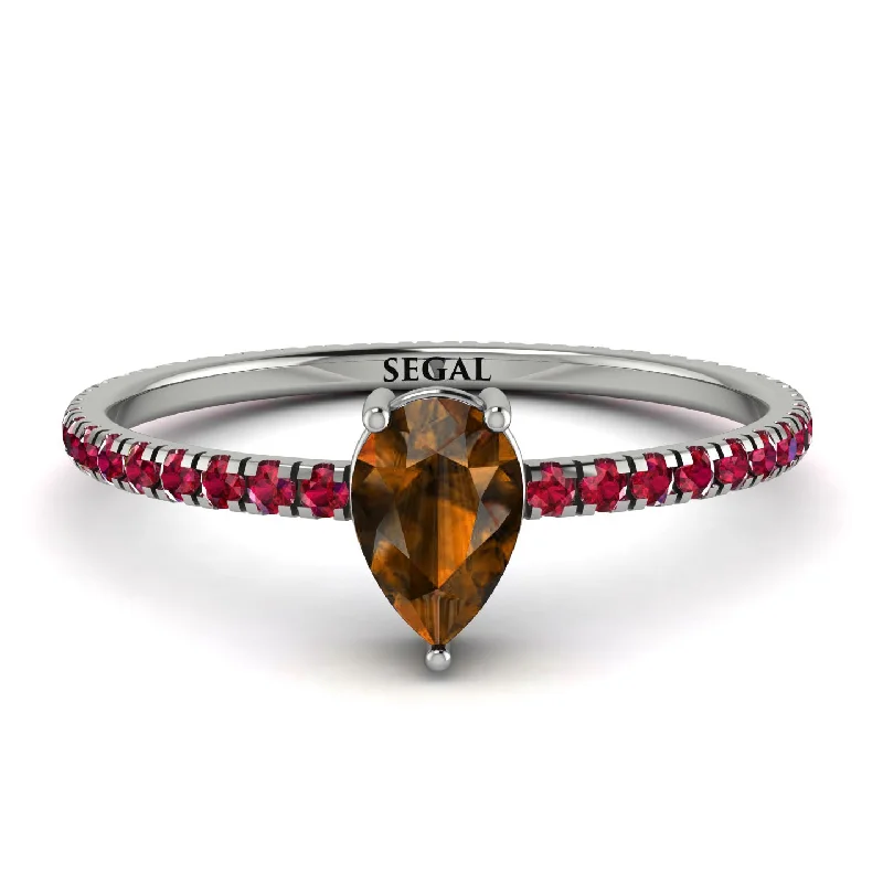 Black Diamond Ring for Men-Pear Brown Diamond Ring With Micro Pave - Taylor No. 1112