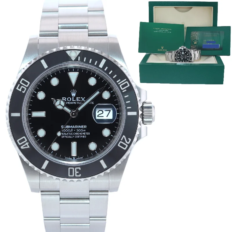 Luxury Watches with Diamond Markers-2022 NEW PAPERS Rolex Submariner 41mm Black Ceramic 126610 Watch Box