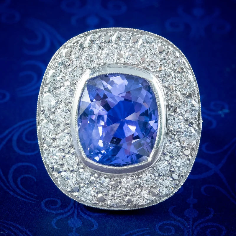 Elegant Wedding Band for Women-Vintage French Ceylon Sapphire Diamond Cocktail Ring 12.5ct Sapphire With Cert