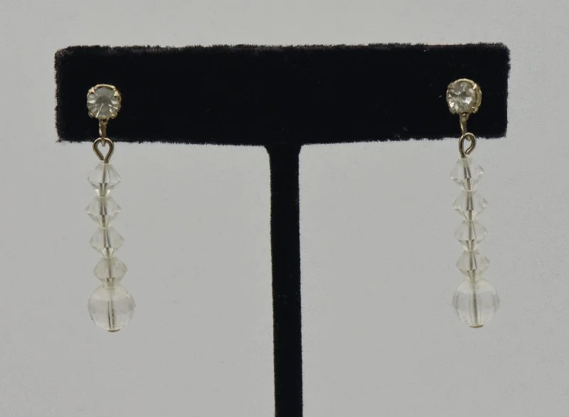 Trendy Earrings for Special Occasions-Vintage Crystal Glass Faceted Bead Dangle Earrings