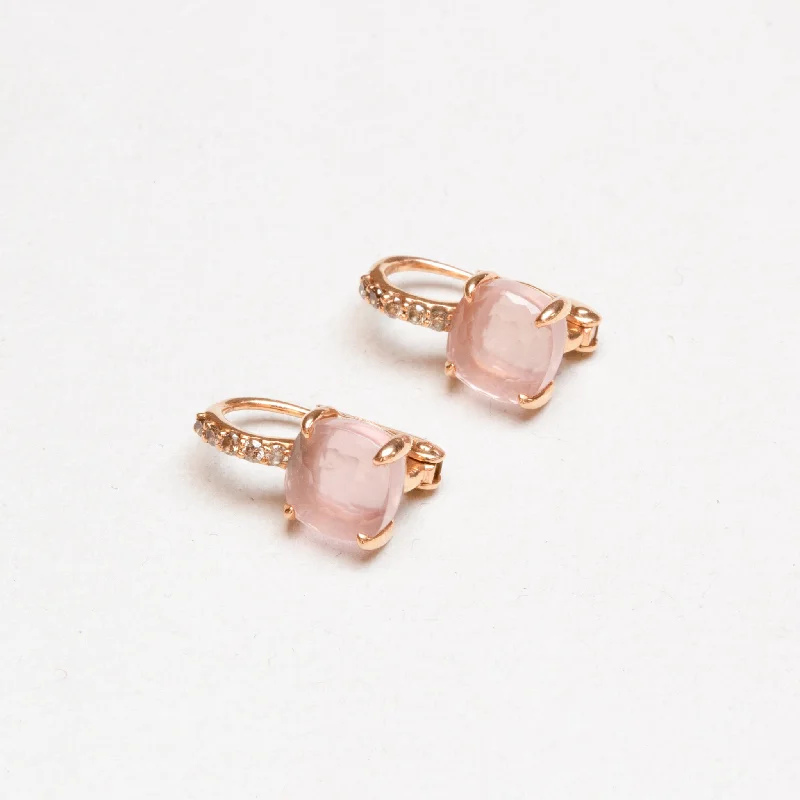 Small Hoop Earrings for Daily Wear-Vintage Gold Diamond Earrings with Pink Tourmaline