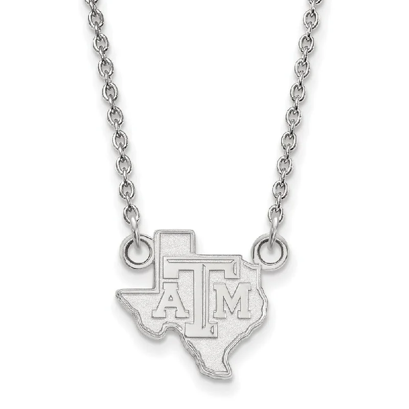 Cute Necklace for Gift Giving-14k White Gold Texas A&M U Sm TAM State Pendant Necklace