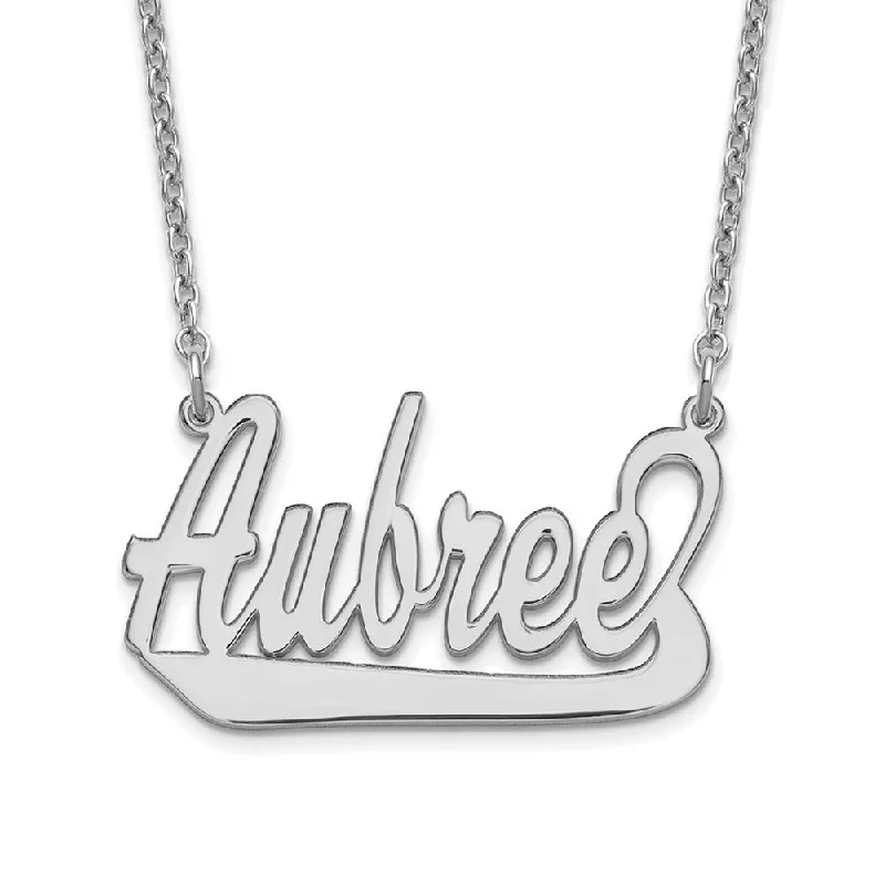 Elegant Silver Necklace for Formal Occasions-Personalized Polished Large Underlined Name Necklace