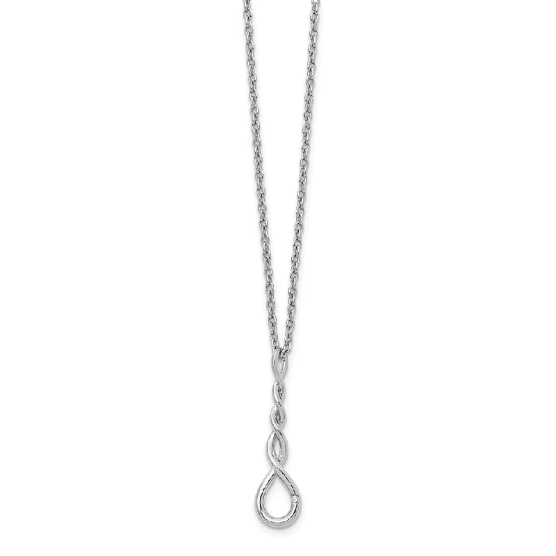 Elegant Chain Necklace for Casual Style-Twisted Diamond Pendant Adjustable Necklace in Rhodium Plated Silver