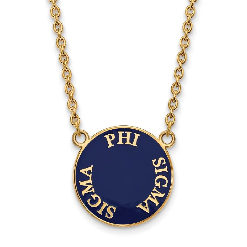 Adjustable Necklace for Comfortable Wear-14K Plated Silver Phi Sigma Sigma Large Enamel Disc Necklace