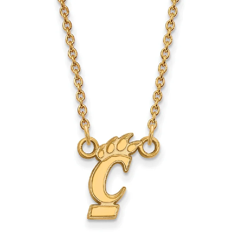 Bohemian Necklace for Beach Wear-10k Yellow Gold U of Cincinnati Small Pendant Necklace