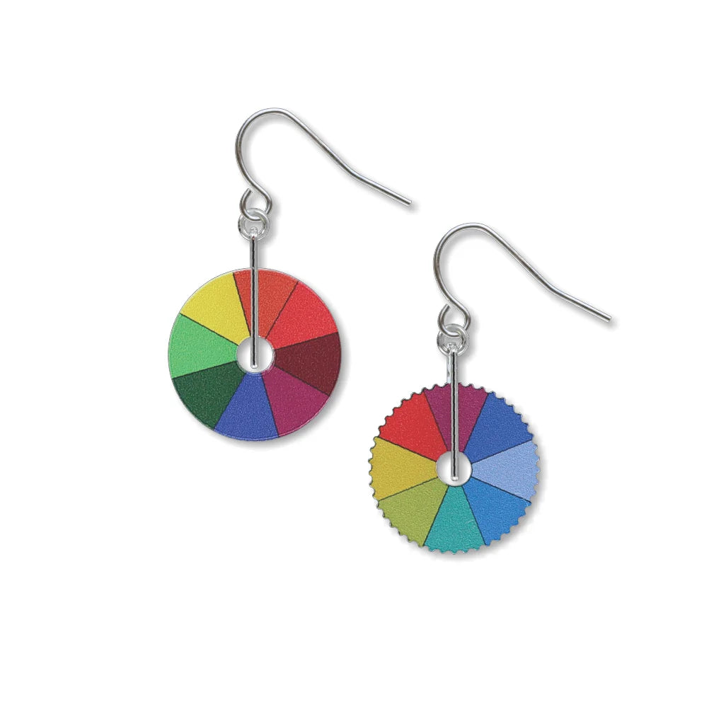 Large Silver Earrings-Tiffany Color Wheels Earrings