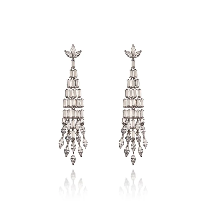 Elegant Stud Earrings for Casual Wear-Bridal Chandelier Earrings: Art Deco Inspired Crystal Chandelier Drop Earrings