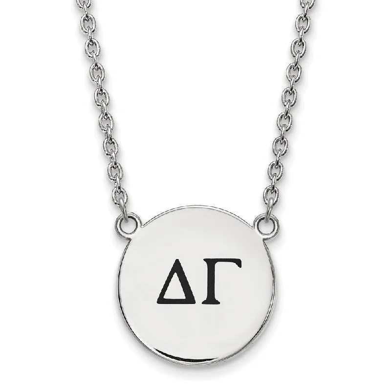 Adjustable Necklace for Comfortable Wear-Sterling Silver Delta Gamma Large Enamel Greek Letters Necklace