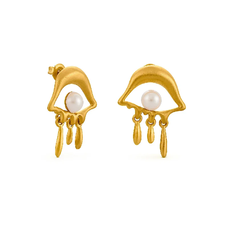 Rainbow Earrings for Festivals-Dalí Melting Eyes Stud Earrings