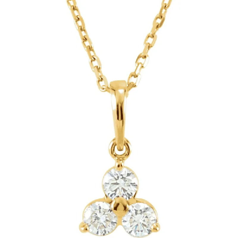 Layered Silver Necklace for Trendy Look-14k Yellow Gold & Diamond Three-Stone Necklace, 18 Inch