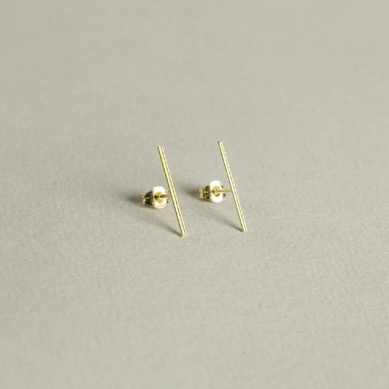 Beautiful Drop Earrings for Elegant Look-18ct Gold Double Line Stud Earrings