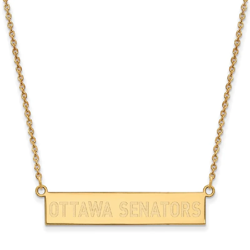 Modern Necklace for Evening Outfits-SS 14k Yellow Gold Plated NHL Ottawa Senators SM Bar Necklace, 18 Inch