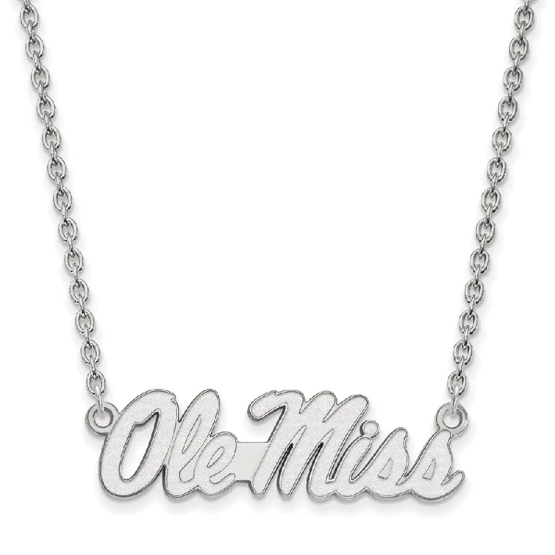 Beautiful Silver Necklace for Bridesmaids-Sterling Silver U of Mississippi Large Ole Miss Pendant Necklace