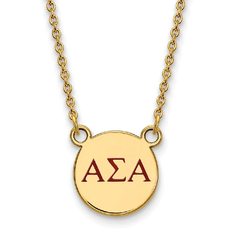 Boho Necklace for Casual Look-14K Plated Silver Alpha Sigma Alpha Small Red Enamel Necklace