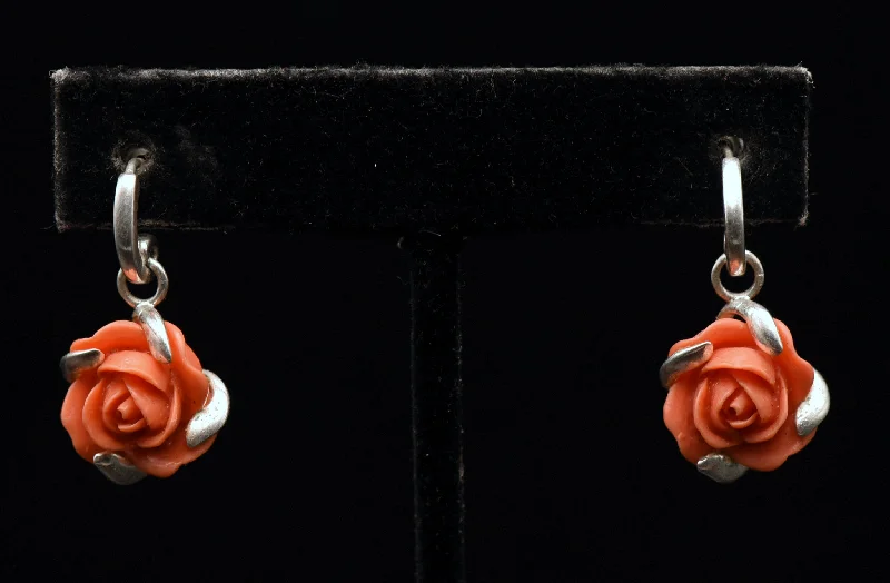 Simple Hoop Earrings for Casual Looks-Vintage Rose Sterling Silver Earrings