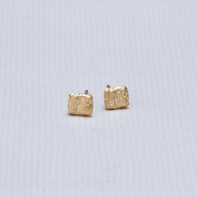 Simple Silver Drop Earrings-18ct Gold Square Stud Earrings