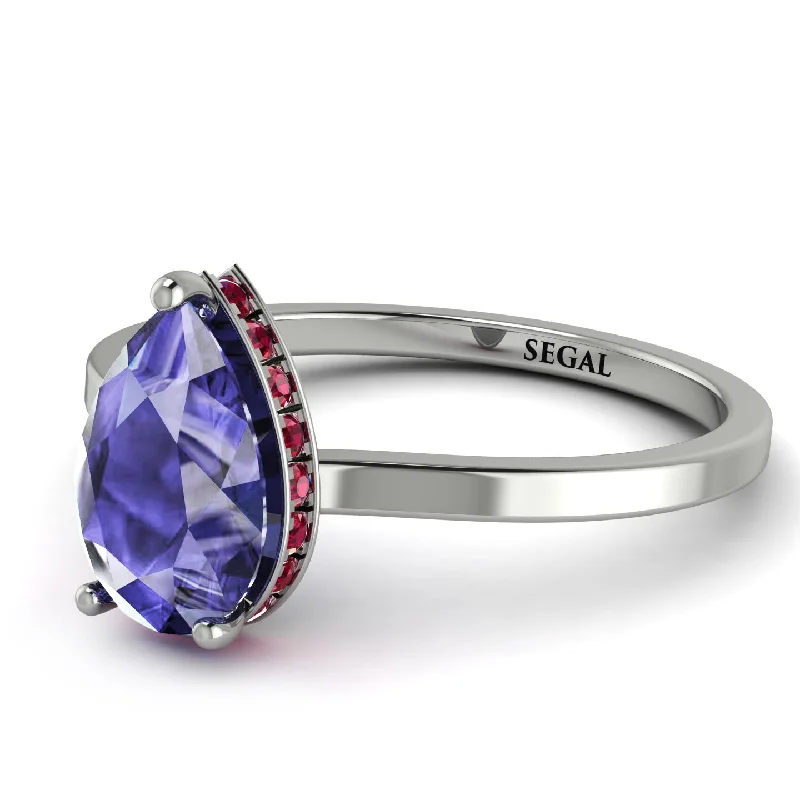 Luxury Diamond Ring for Engagement-Hidden Halo Pear Tanzanite Engagement Ring - Mary No. 212