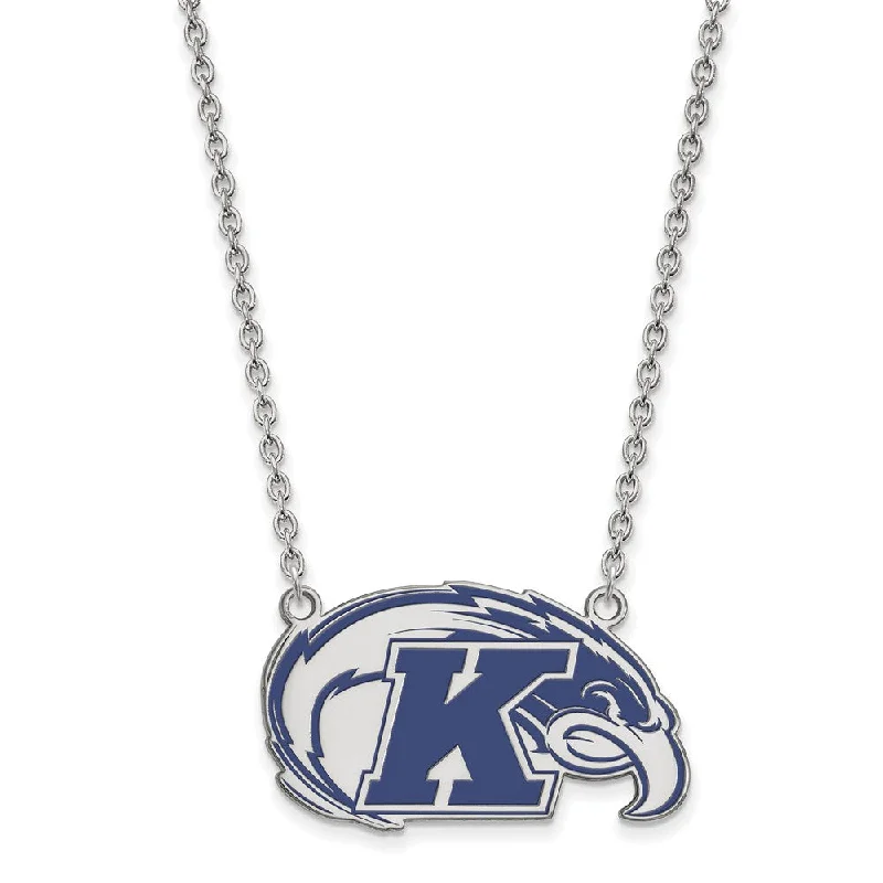 Luxury Necklace for Special Occasions-Sterling Silver Kent State Large Enamel Pendant Necklace