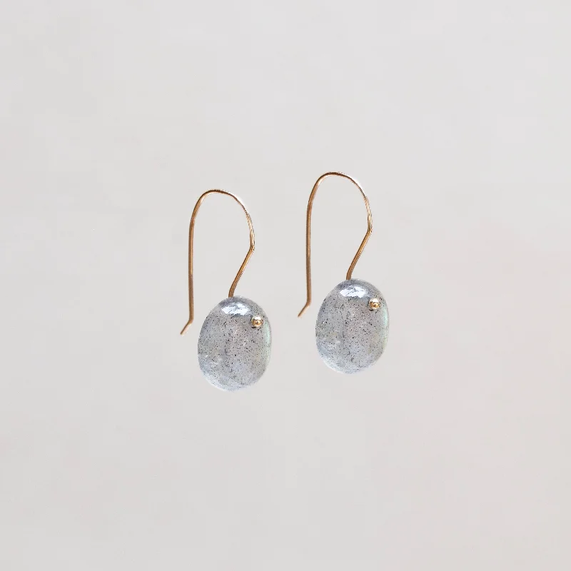 Luxury Gold Earrings for Anniversary-Labradorite Pebble Drop Earrings