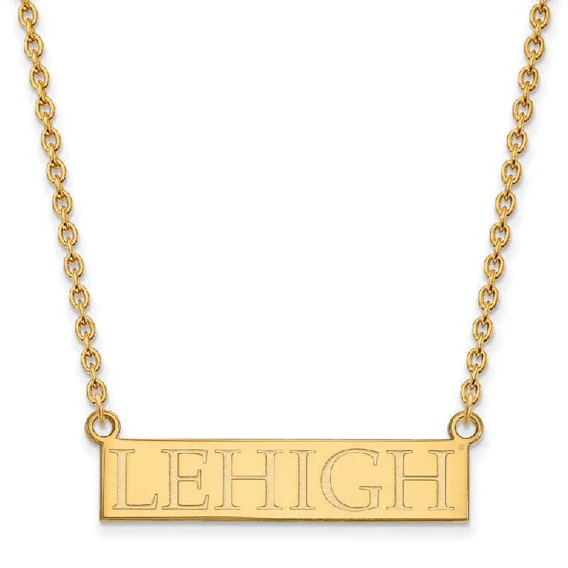 Luxury Crystal Necklace for Glamour-14k Gold Plated Silver Lehigh U Large Pendant Necklace