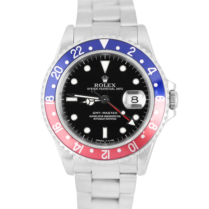 High-End Watches for Investment-VINTAGE Rolex GMT-Master PEPSI Blue Red Stainless Steel Black 40mm 16700 Watch