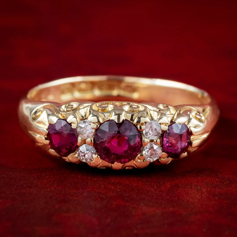 Simple Wedding Ring for Men-Antique Victorian Ruby Diamond Ring Dated 1863