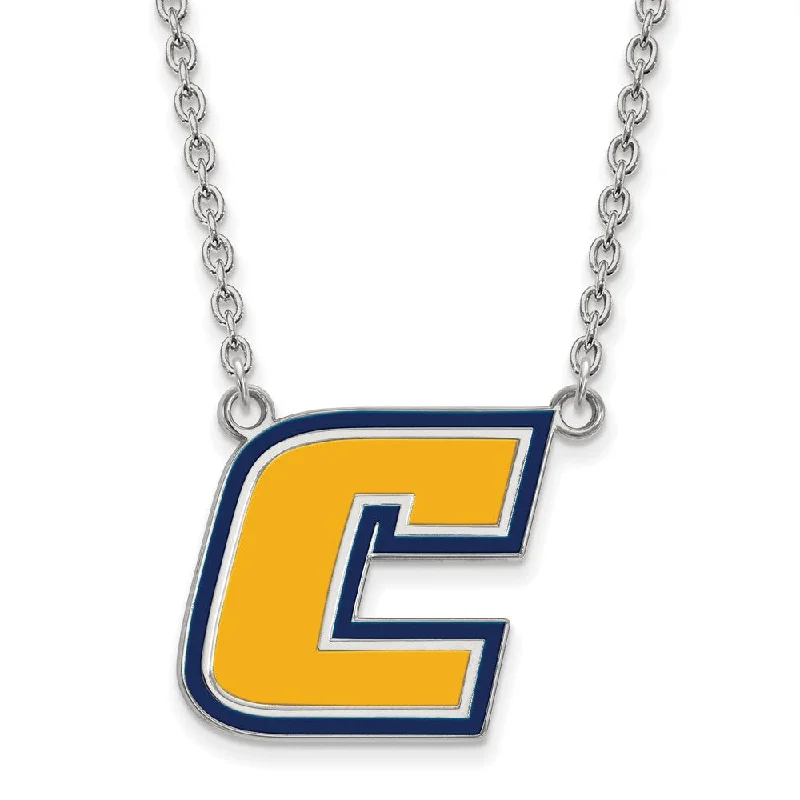 Luxury Gold Necklace for Weddings-Sterling Silver U of Tenn Chattanooga Large Enamel 'C' Necklace