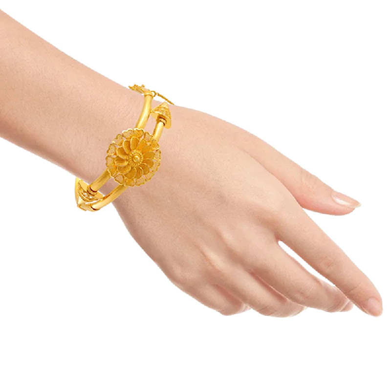 Dazzling Gold Bangles for Evening Parties-22KT Yellow Gold Bangle For Women