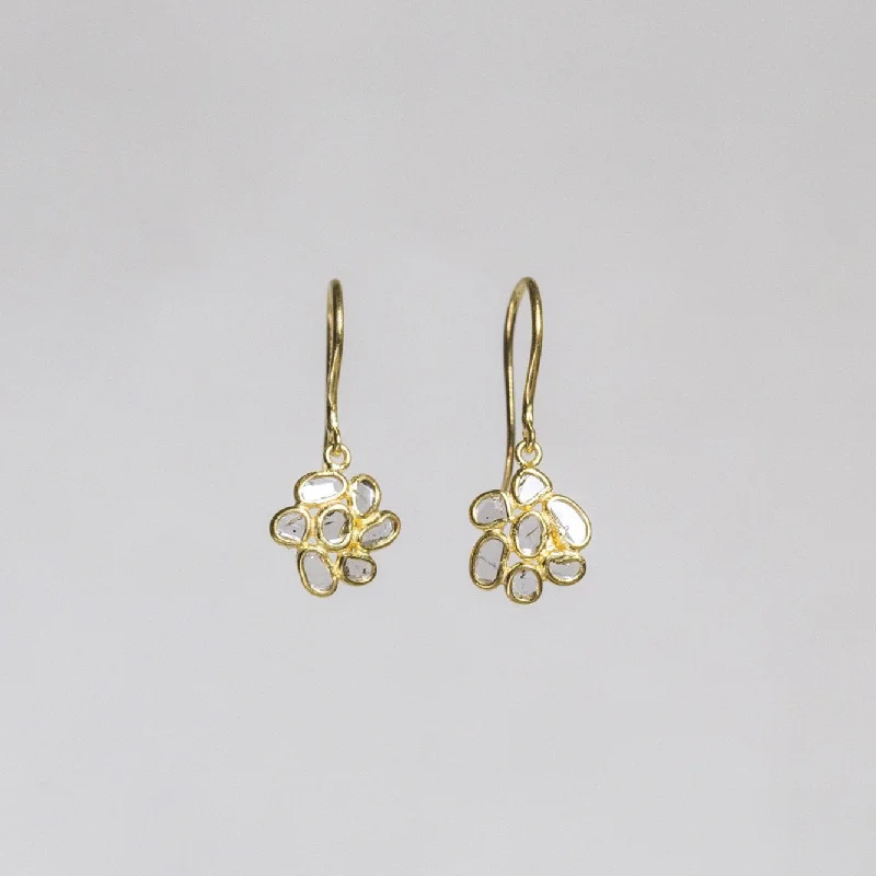 High Fashion Earrings for Women-Diamond Slice Flower Drop Earrings