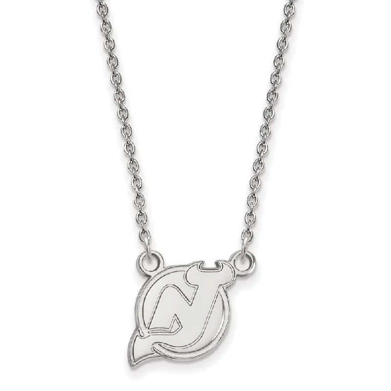 Layered Necklace for Trendy Looks-Sterling Silver NHL New Jersey Devils Small Necklace, 18 In