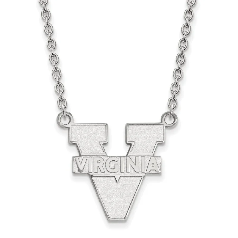 Unique Necklace for Gifts-Sterling Silver U of Virginia Large 'V' Logo Pendant Necklace