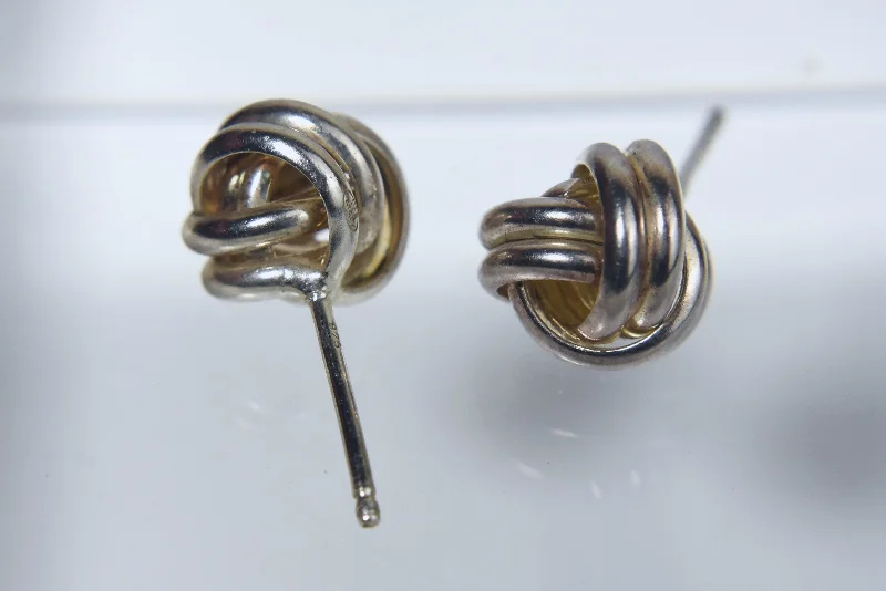 Artistic Drop Earrings for Fashion Lovers-Vintage Sterling Silver Knot Stud Earrings