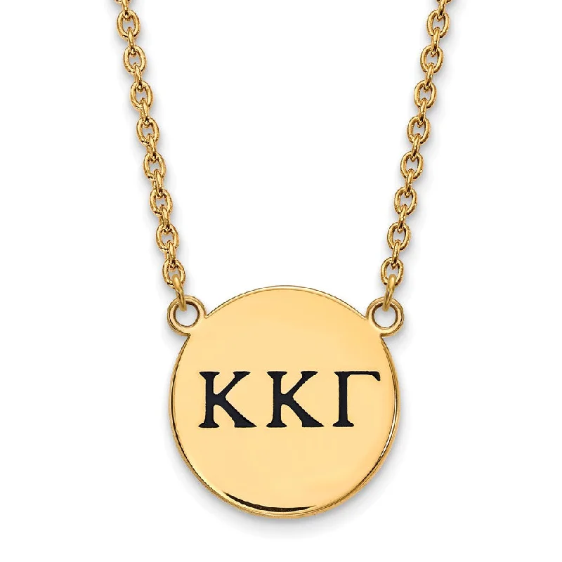 Large Crystal Necklace for Evening Wear-14K Plated Silver Kappa Kappa Gamma Lg Enamel Greek Letters Necklace