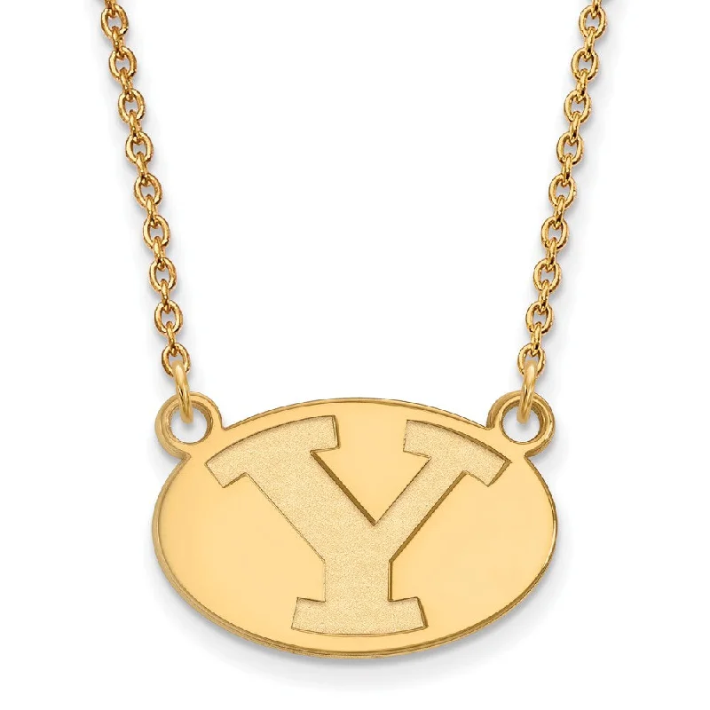 Modern Gemstone Necklace for Every Day-14k Yellow Gold Brigham Young U Small Initial Y Pendant Necklace