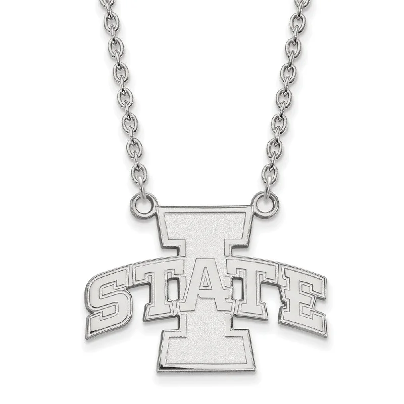 Personalized Name Pendant Necklace-10k White Gold Iowa State 'I State' Pendant Necklace