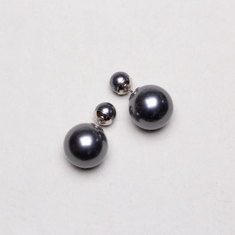 Small Drop Earrings for Casual Style-Vintage Dior Tribales Earrings with Grey Pearls