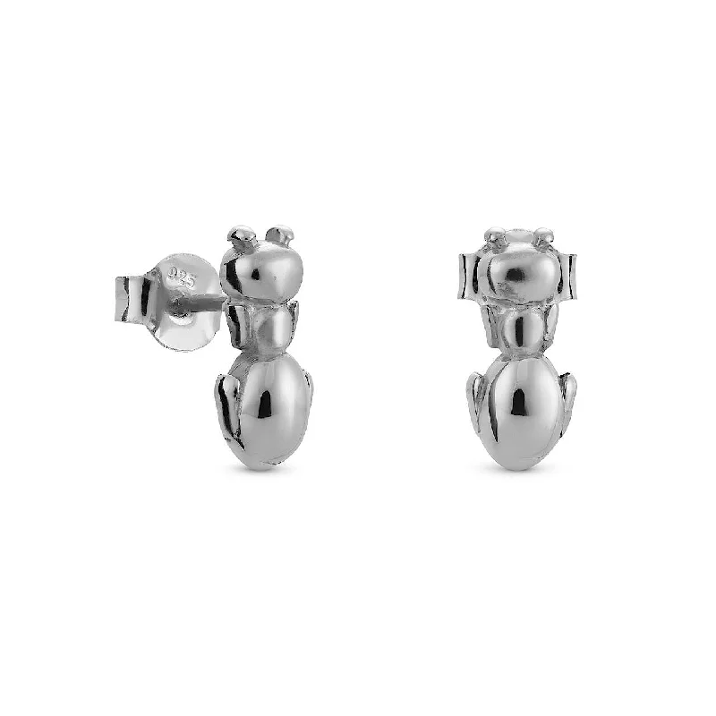 Handcrafted Silver Earrings-Dalí Ant Stud Earrings - Platinum Plated Silver