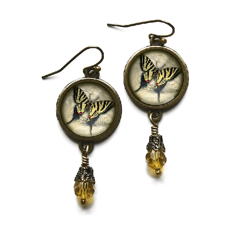 Beautiful Earrings for Evening Parties-Swallowtail Butterfly Dangle Earrings