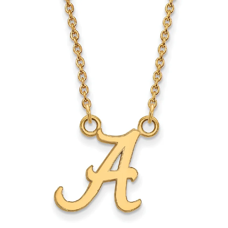 Colorful Necklace for Festivals-14k Gold Plated Silver U of Alabama Small Initial A Pendant Necklace