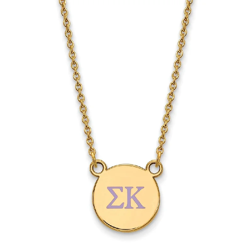 Simple Pearl Necklace for Casual Looks-14K Plated Silver Sigma Kappa Small Pink Enamel Greek Necklace