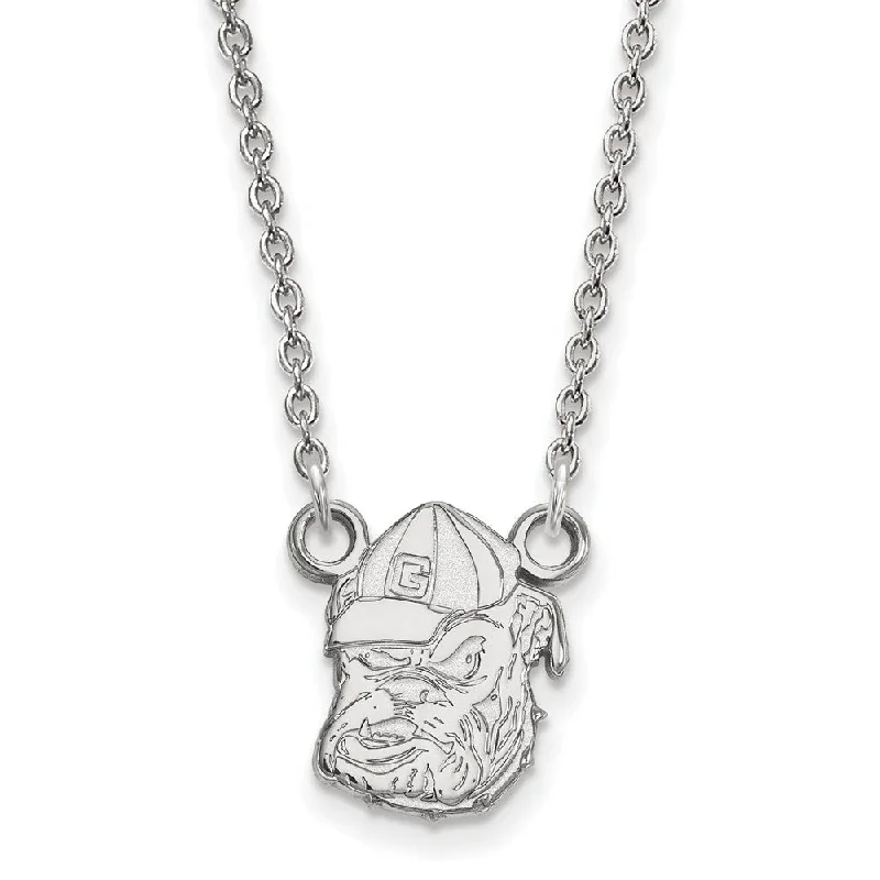 Customizable Necklace for Gifts-14k White Gold U of Georgia Small Bulldog Pendant Necklace