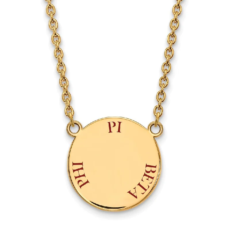 Customizable Charm Necklace-14K Plated Silver Pi Beta Phi Large Red Enamel Necklace