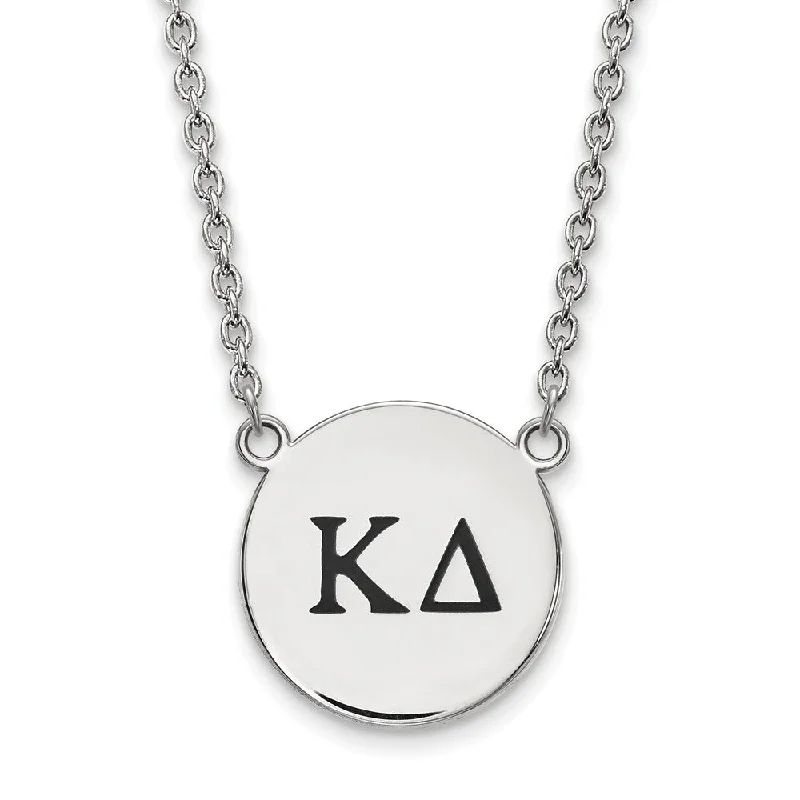 Colorful Gemstone Necklace-Sterling Silver Kappa Delta Large Enamel Greek Letters Necklace