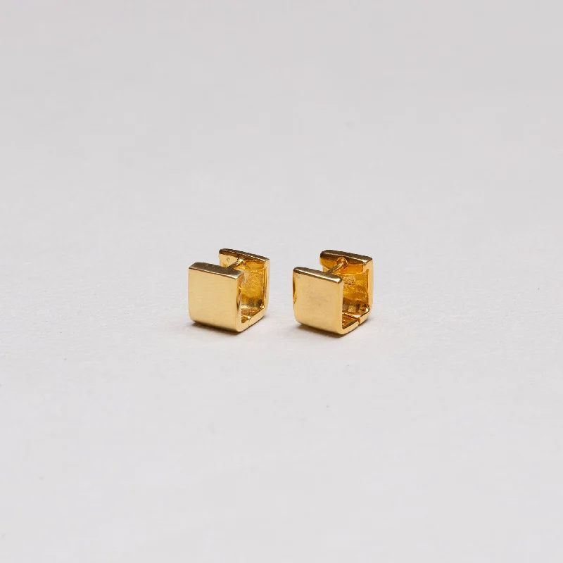 Beautiful Drop Earrings for Evening Style-Gold Square Huggie Stud Earrings