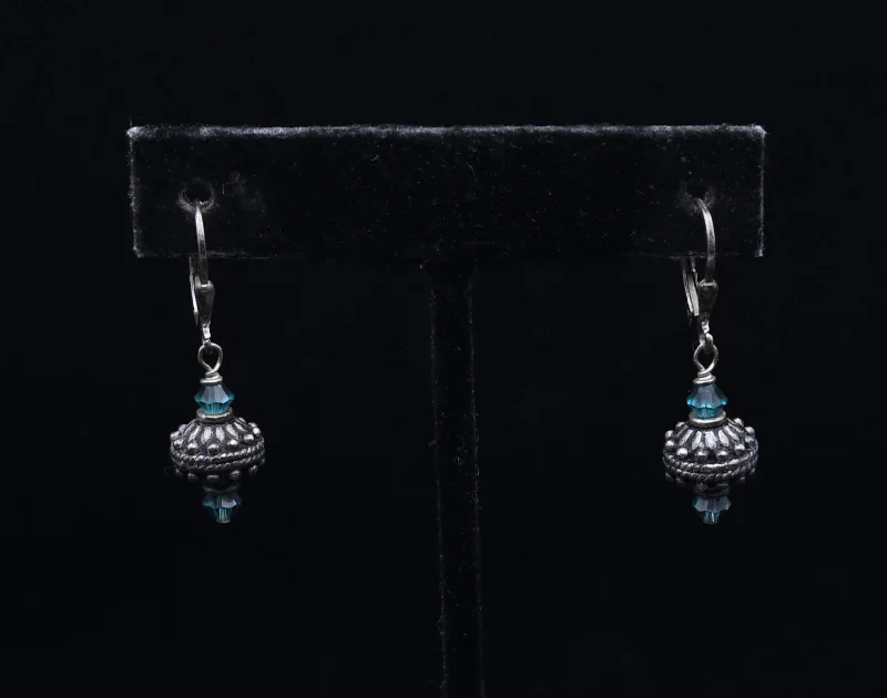 Customizable Earrings for Weddings-Vintage Sterling Silver Beaded Dangle Earrings