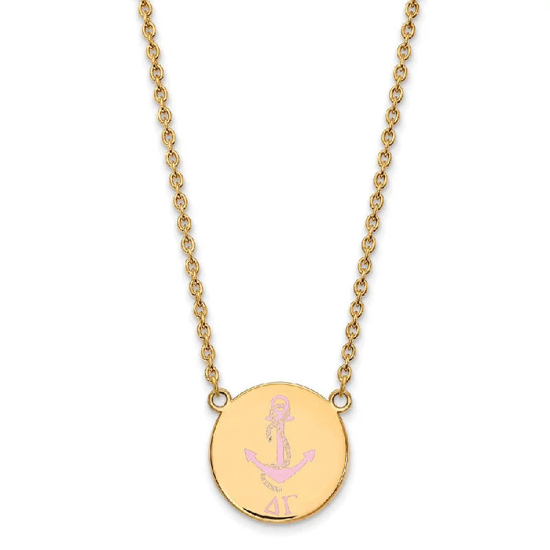 Classic Necklace for Women-14K Plated Silver Delta Gamma Large Enamel Necklace