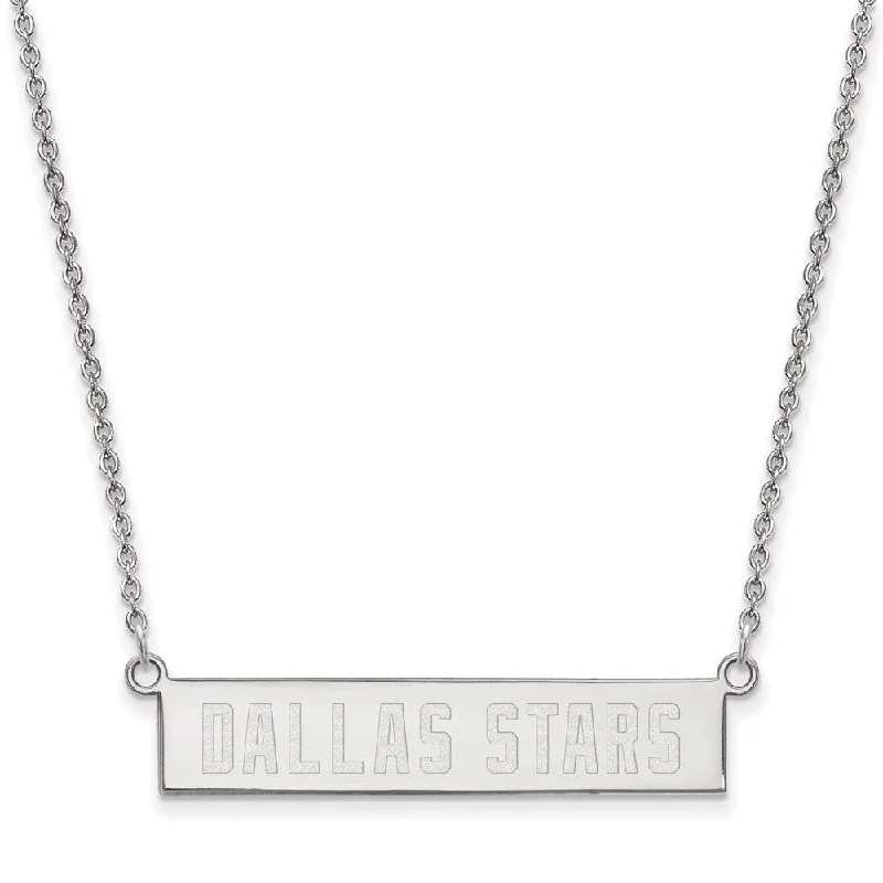 Customizable Necklace for Gifts-Sterling Silver NHL Dallas Stars Small Bar Necklace, 18 In