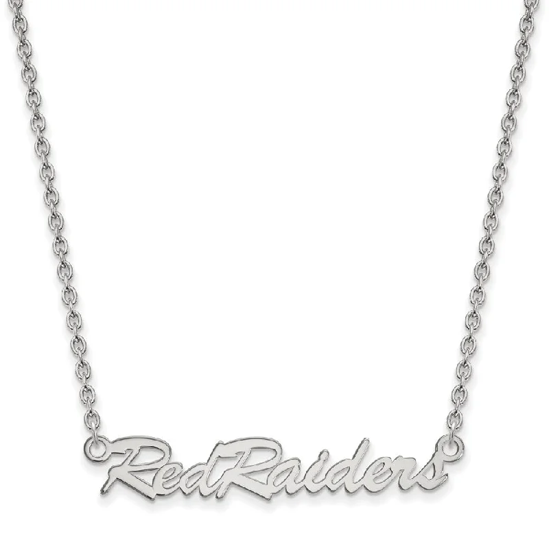 Minimalist Gold Necklace-Sterling Silver Texas Tech U Medium Script 'Red Raiders' Necklace