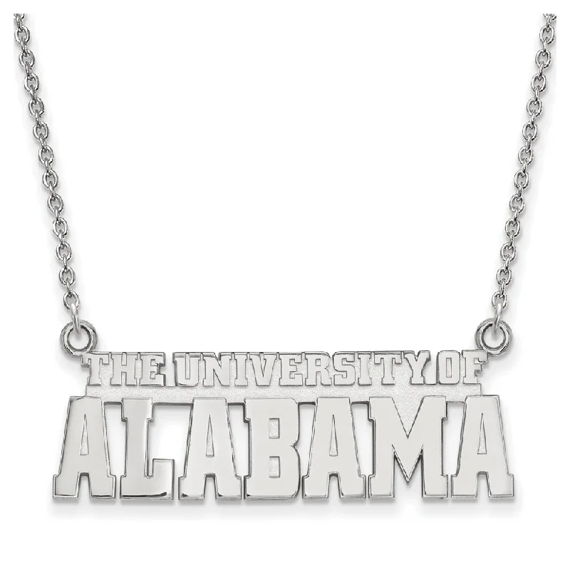 Leather Necklace for Casual Look-10k White Gold U. of Alabama Small Script Necklace